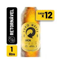 Cerveja Skol Puro Malte Litro (Caixa com 12)